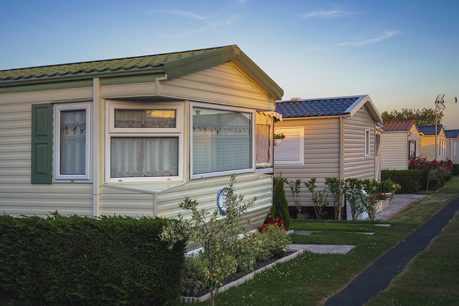 static caravans with white windows