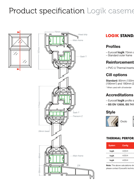 logik casement windows datasheet