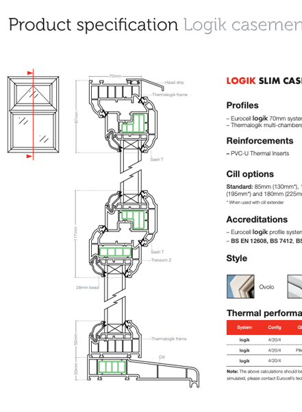 logik slim casement windows datasheet