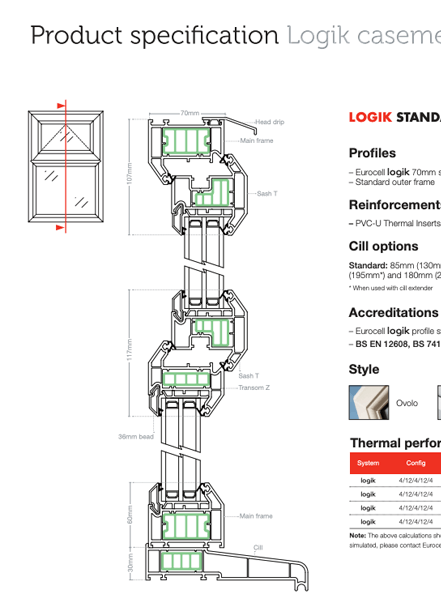 logik standard casement windows datasheet