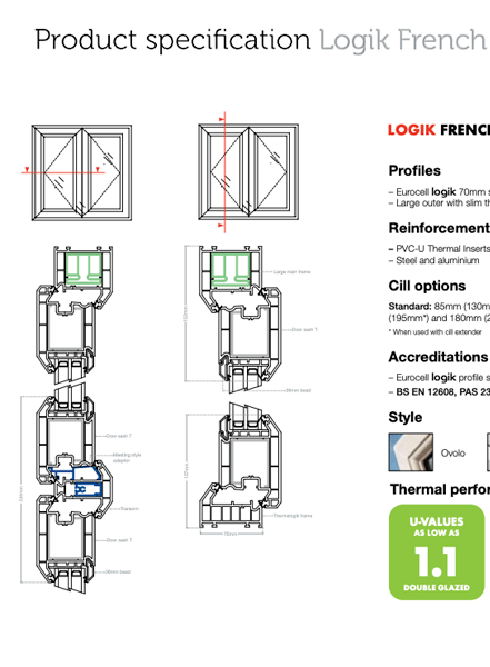 logik french doors triple glazed datasheet